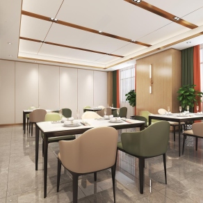 现代自助餐厅3D模型下载